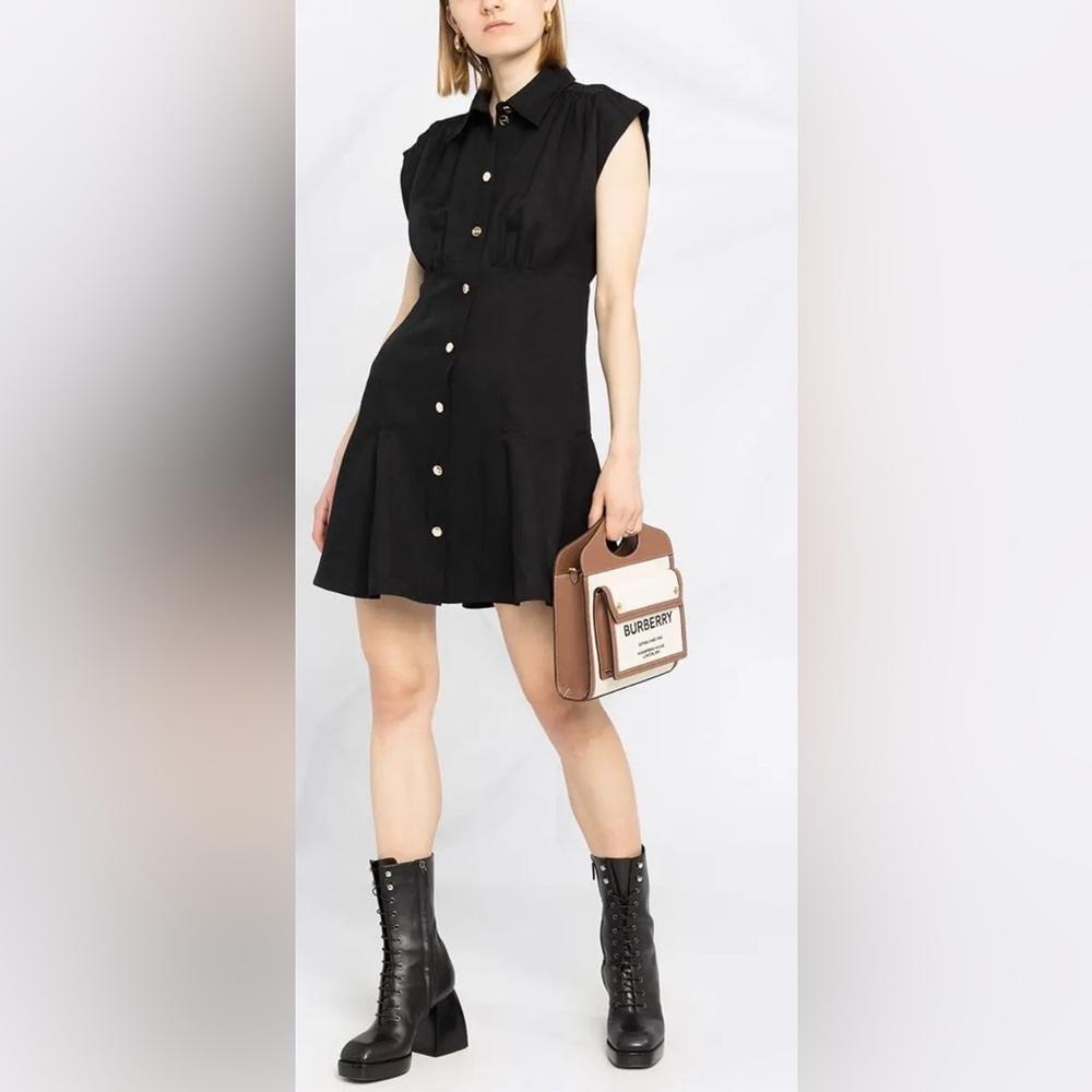 Sandro Josephine Linen Mini Dress in Black Size 36 US 2/4 in Excellent Condition